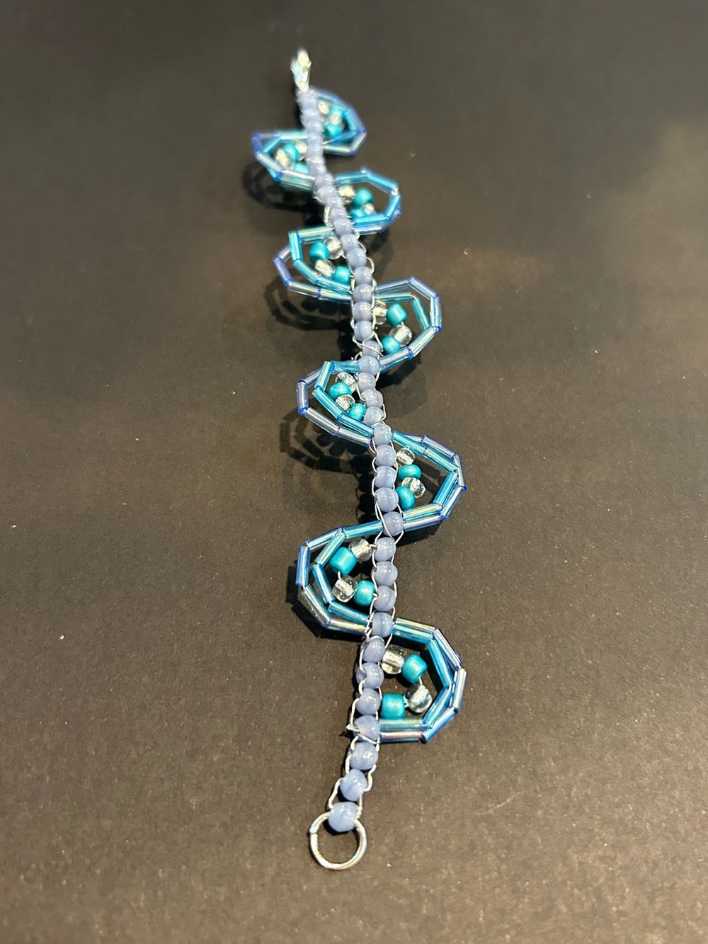 Handmade Beaded Blue Ocean Spiral Bracelet - Picture 6 of 8